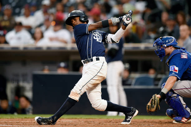 San Diego Padres' Esteury Ruiz pauses after being caught trying to steal  third base during the eighth inning of the team's baseball game against the  Colorado Rockies on Tuesday, July 12, 2022