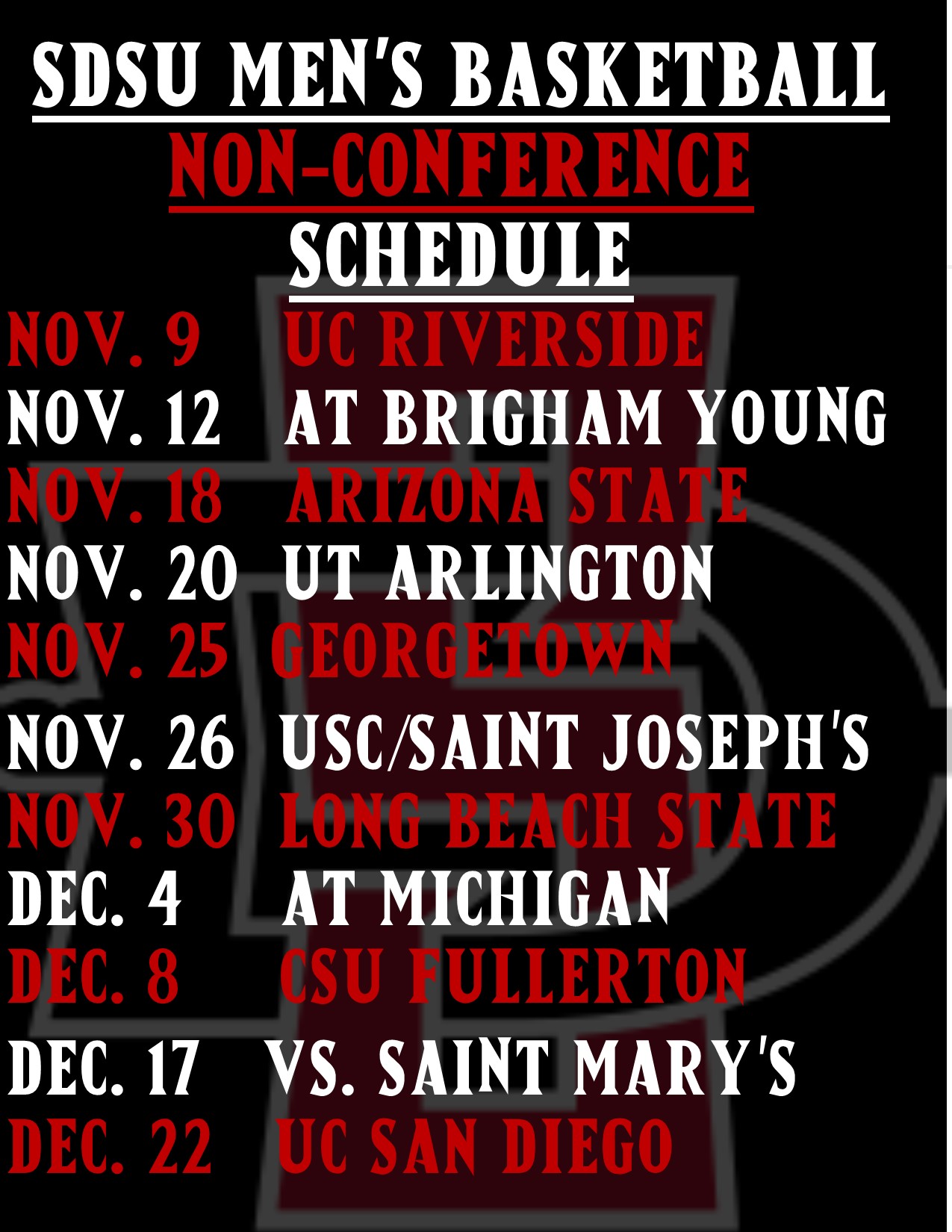 First look at SDSU Men’s Basketball NonConference Schedule