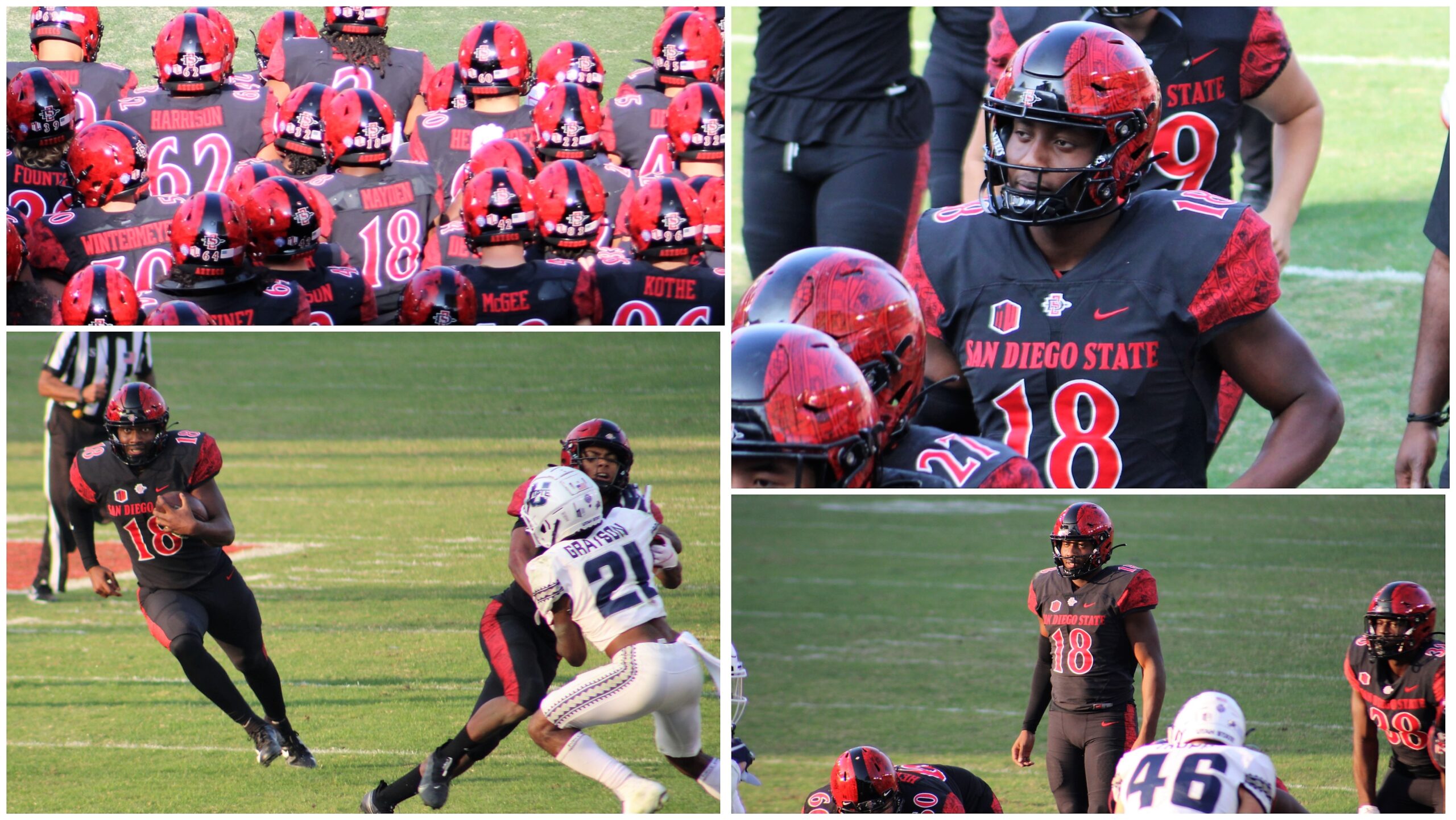 San Diego State's Jalen Mayden nails official in face with football