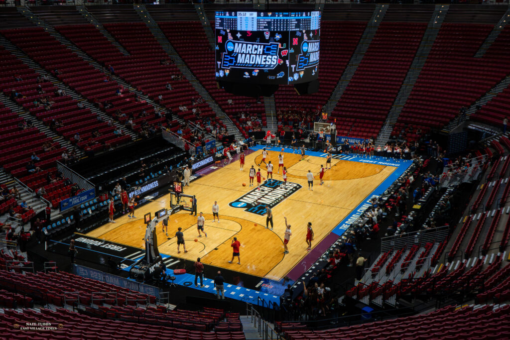Viejas Arena basketball court during march madness